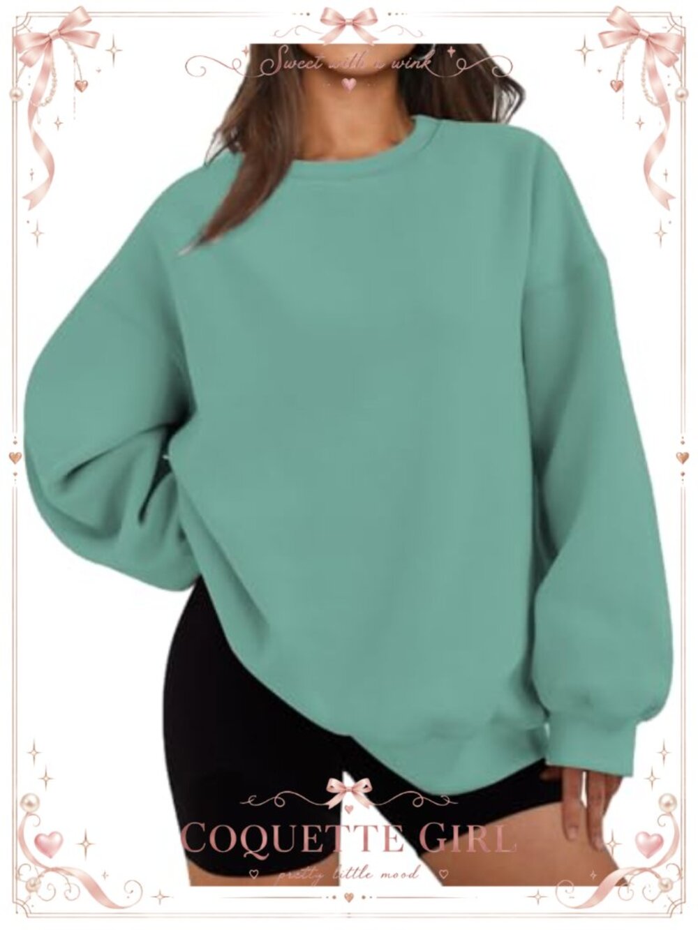 Sweatshirt for Women Oversized Long Sleeve Crewneck Pullover Cotton Blend
